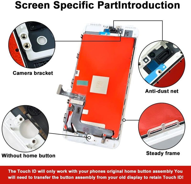 EFAITHFIX Store for iPhone 7 Plus LCD Screen Replacement White 5.5 Inch Frame Assembly LCD Display 3D Touch Screen Digitizer with Repair Tools Kit Tempered Glass Screen Protector for A1784, A1785, A1661 - Image 2